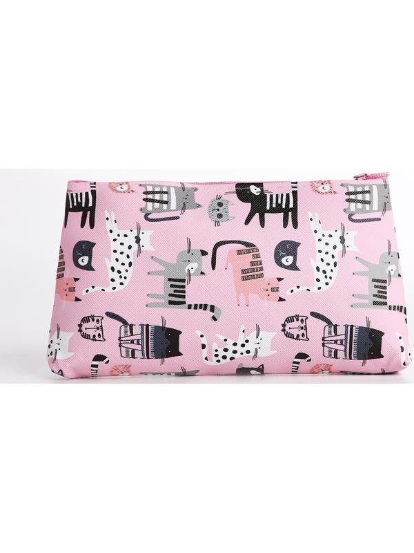 Косметичка на молнии, цвет розовый