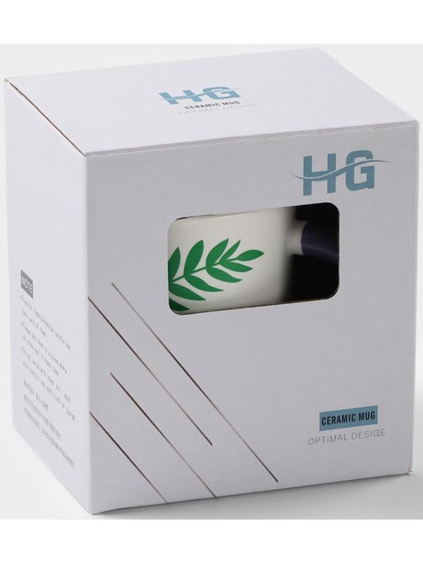 Кружка керамическая с ложкой «Гербарий», 350 мл, цвет белый