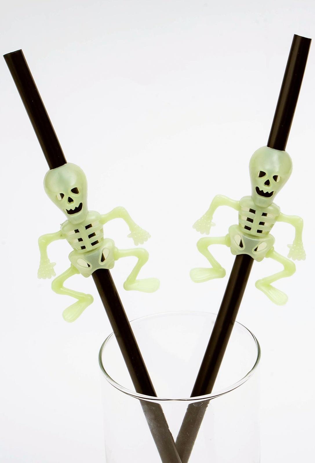 Трубочки для коктейля «Скелет», набор 5 шт., светится в темноте