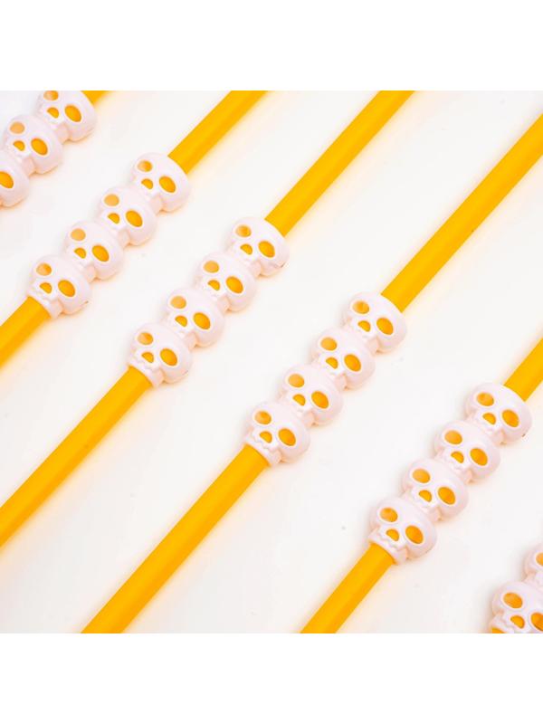 Трубочки для коктейля «Череп», цвет оранжевый, набор 6 шт.