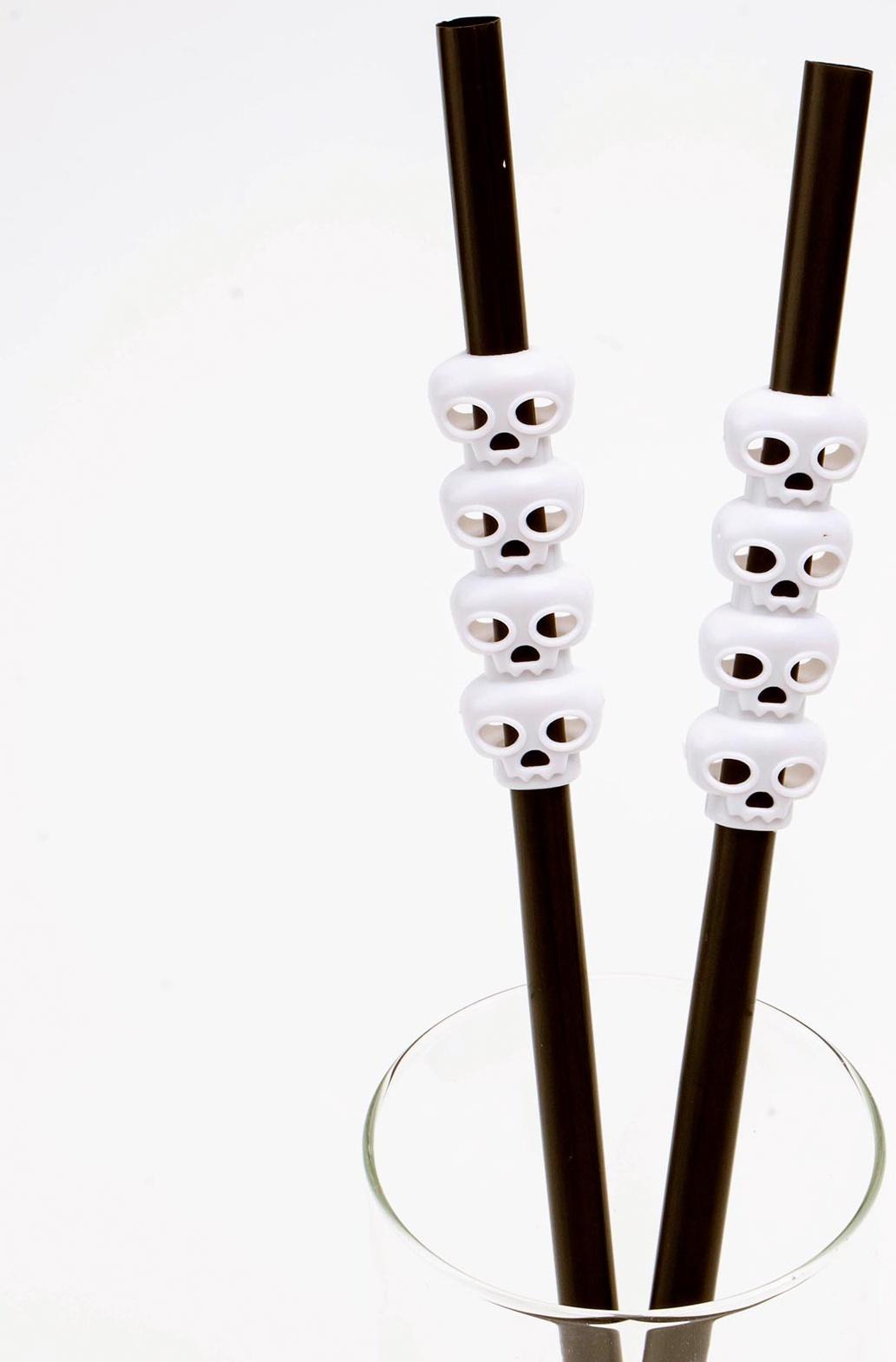 Трубочки для коктейля «Череп», цвет чёрный, набор 6 шт.