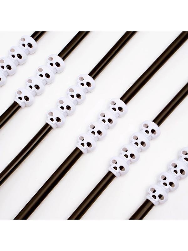 Трубочки для коктейля «Череп», цвет чёрный, набор 6 шт.