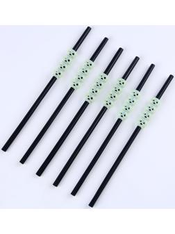 Трубочки для коктейля «Череп», набор 6 шт., светится в темноте