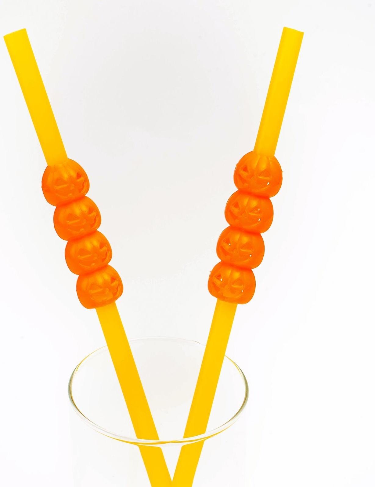 Трубочки для коктейля «Тыква», цвет оранжевый, набор 6 шт.