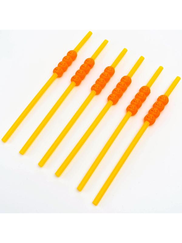 Трубочки для коктейля «Тыква», цвет оранжевый, набор 6 шт.