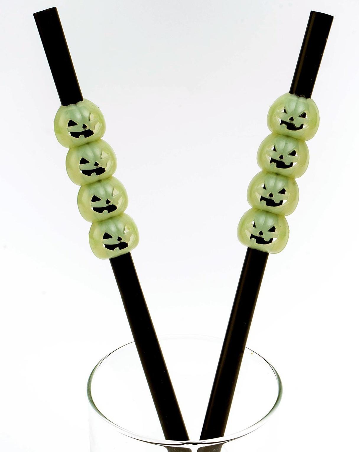 Трубочки для коктейля «Тыква», набор 6 шт., светится в темноте