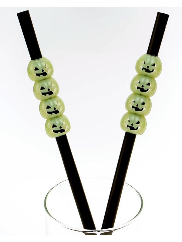 Трубочки для коктейля «Тыква», набор 6 шт., светится в темноте