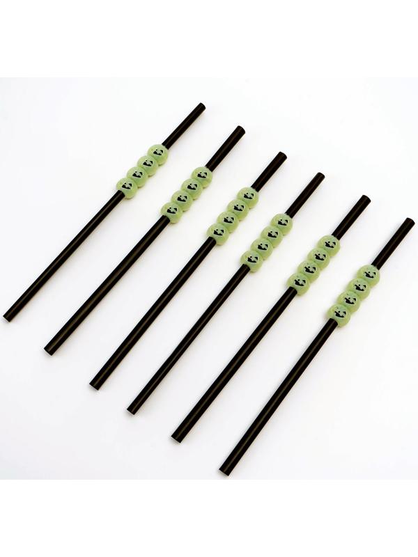 Трубочки для коктейля «Тыква», набор 6 шт., светится в темноте