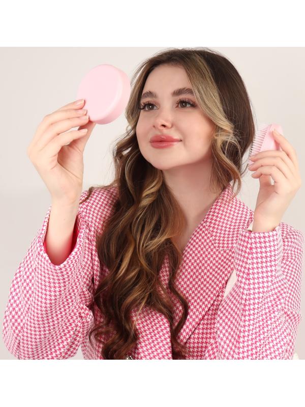 Расчёска массажная, круглая, складная, с зеркалом, d = 7,5 см, в коробке, цвет розовый