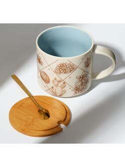 Кружка с крышкой и ложкой «Кактусы», 470 мл