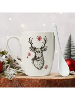 Кружка с ложкой «Олень», 310 мл