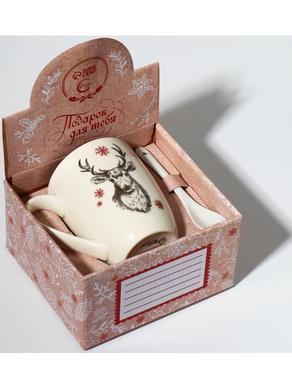 Кружка с ложкой «Олень», 310 мл