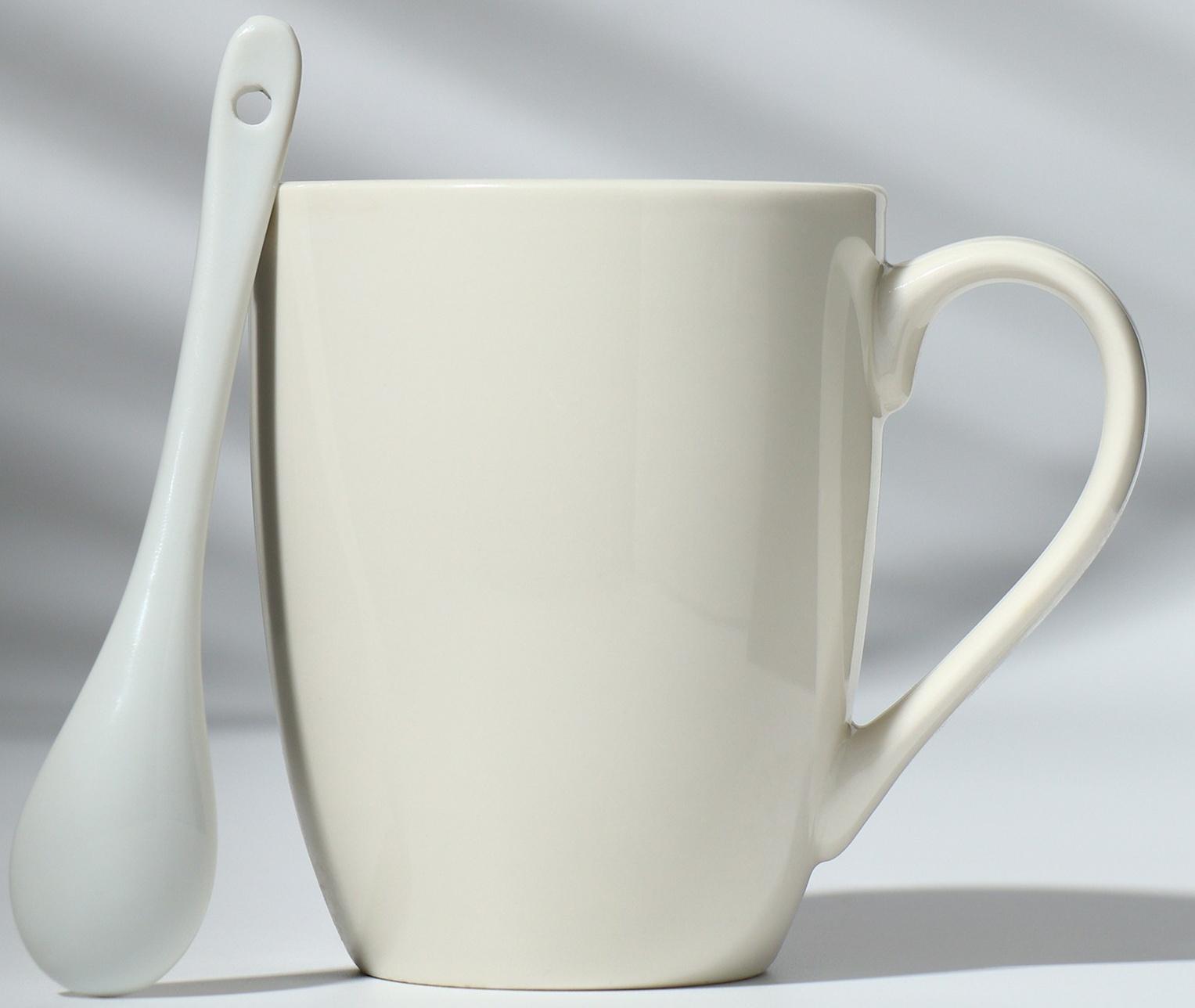 Кружка с ложкой «Начни день с улыбки», 310 мл