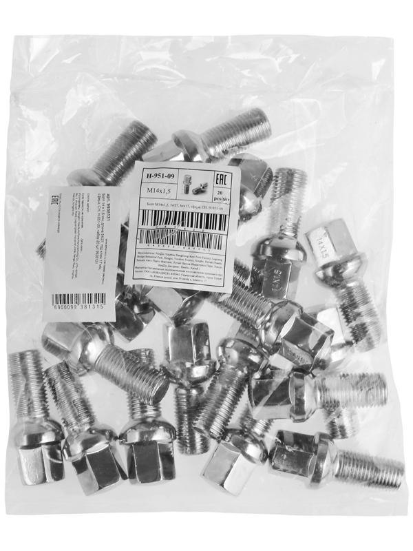 Болт 14 x 1,5 мм, длина 54/27, под ключ 17 мм, сфера, CH, H-951-09, набор 20 шт