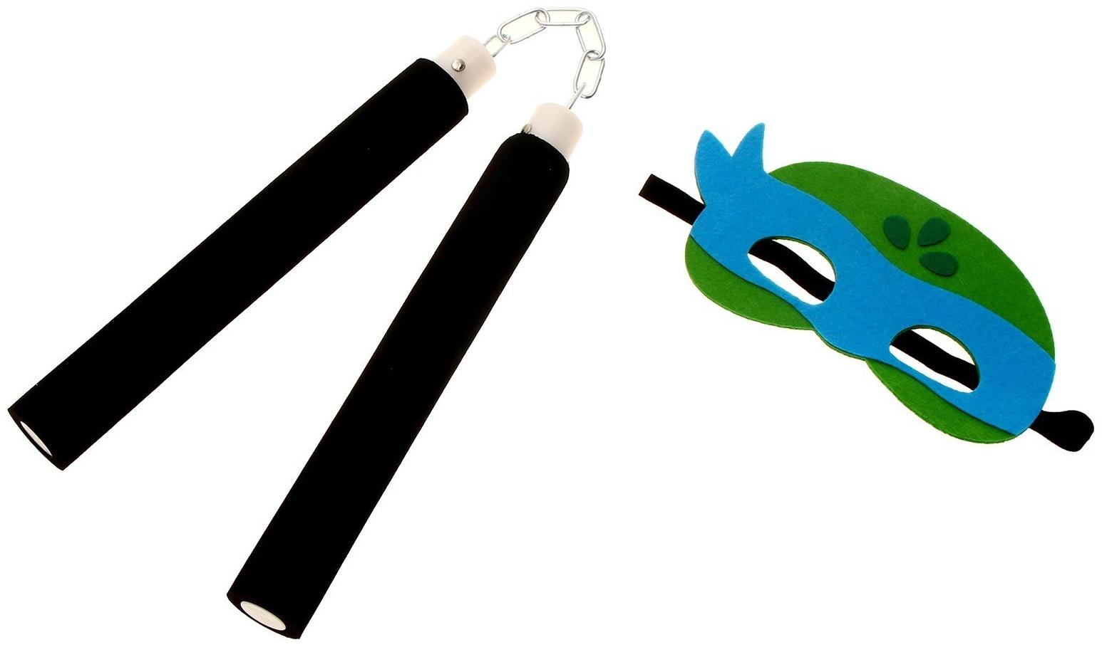 Карнавальный набор «Боевая черепашка»: плащ, маска и нунчаки