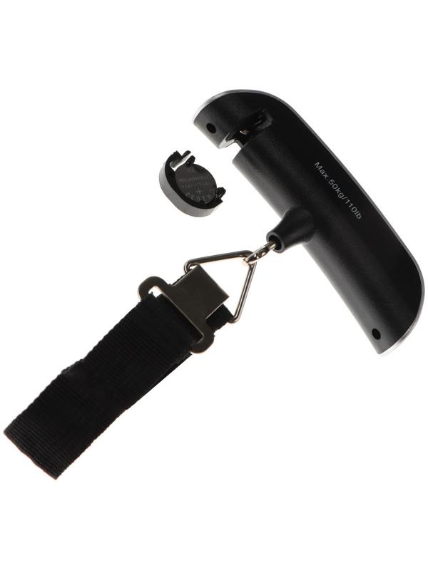 Ручные электронные весы-безмен для багажа Luazon LVU-10, до 50 кг, термометр, CR2032, чёрный