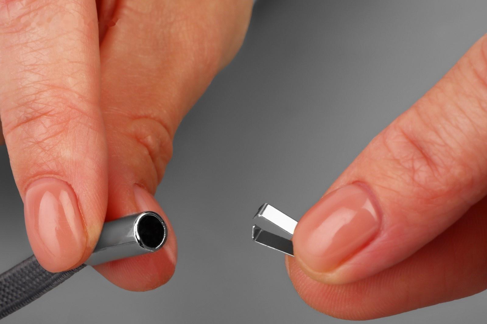 Наконечник для шнура цилиндр, d = 6 × 15 мм, 4 шт, цвет серебряный