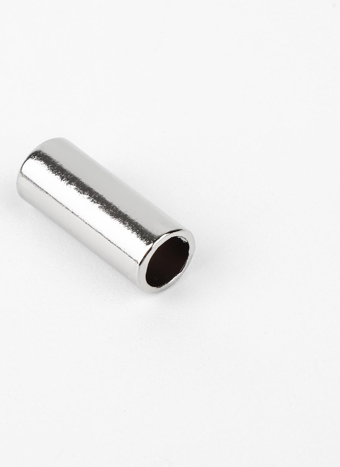 Наконечник для шнура цилиндр, d = 6 × 15 мм, 4 шт, цвет серебряный