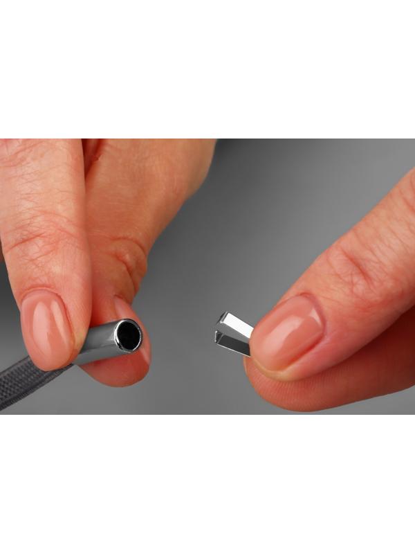 Наконечник для шнура цилиндр, d = 6 × 15 мм, 4 шт, цвет серебряный