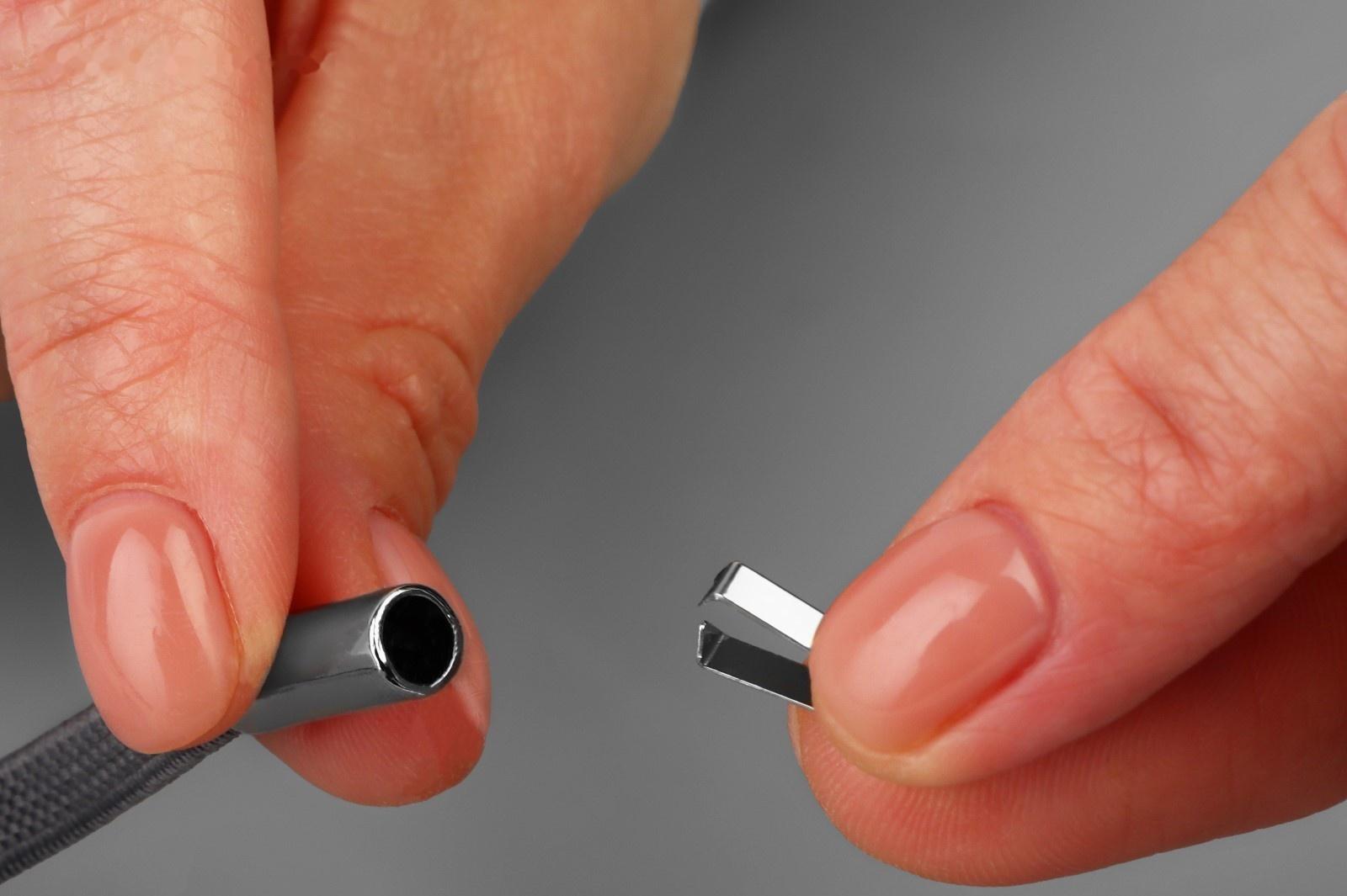 Наконечник для шнура цилиндр, d = 6 × 15 мм, 4 шт, цвет чёрный никель