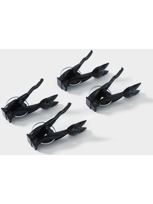 Набор прищепок «Коты», 4 шт, 7×2×4 см, цвет чёрный