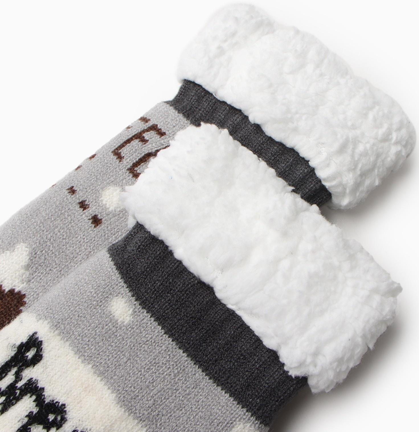 Носки женские с мехом, цвет серый/мишка, размер 36-40