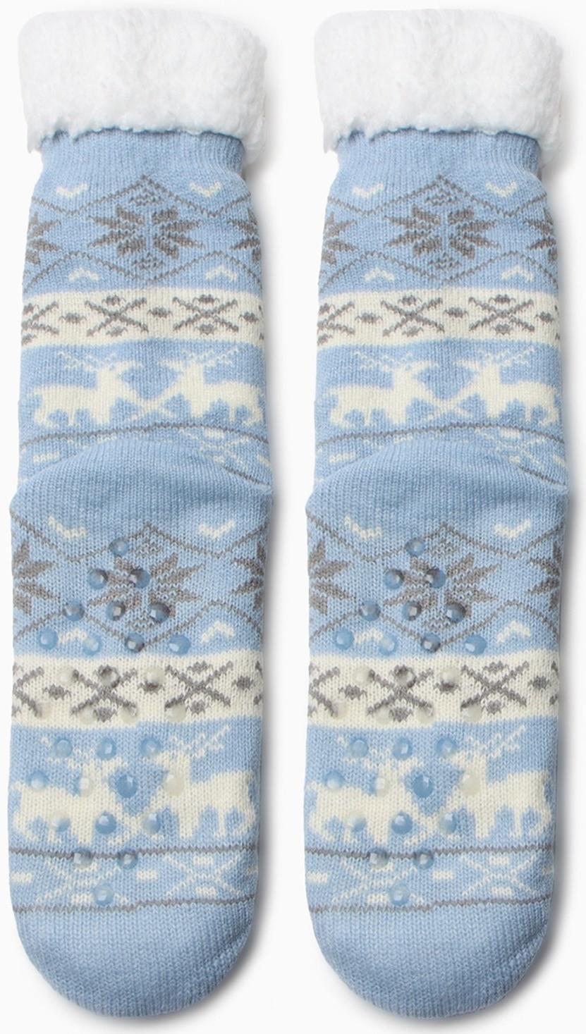 Носки женские с мехом, цвет голубой, размер 36-40