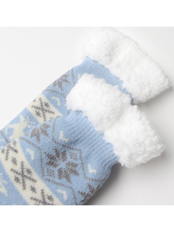 Носки женские с мехом, цвет голубой, размер 36-40