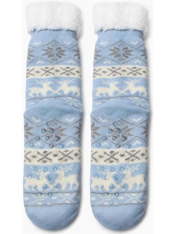 Носки женские с мехом, цвет голубой, размер 36-40