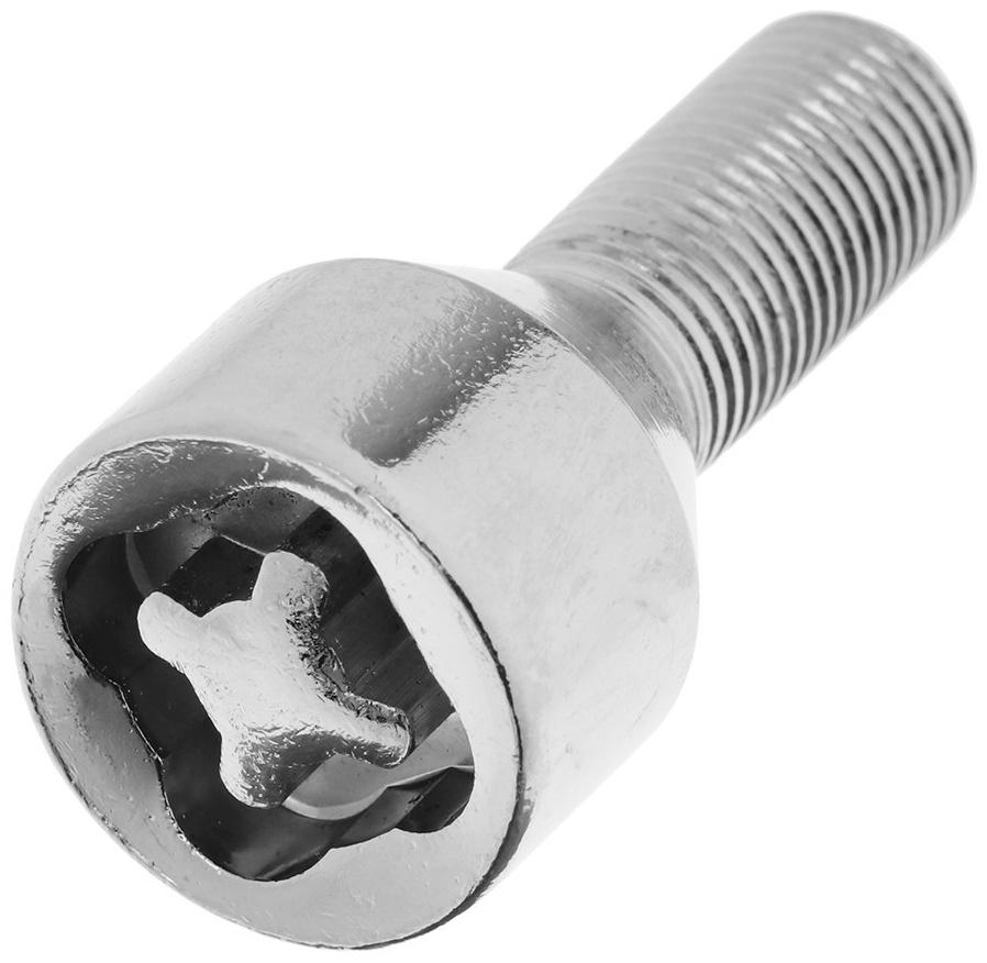 Болт секретный M12 x 1,25, длина 48/25 мм, конус, 4 шт + 1 ключ, CH, JN-613