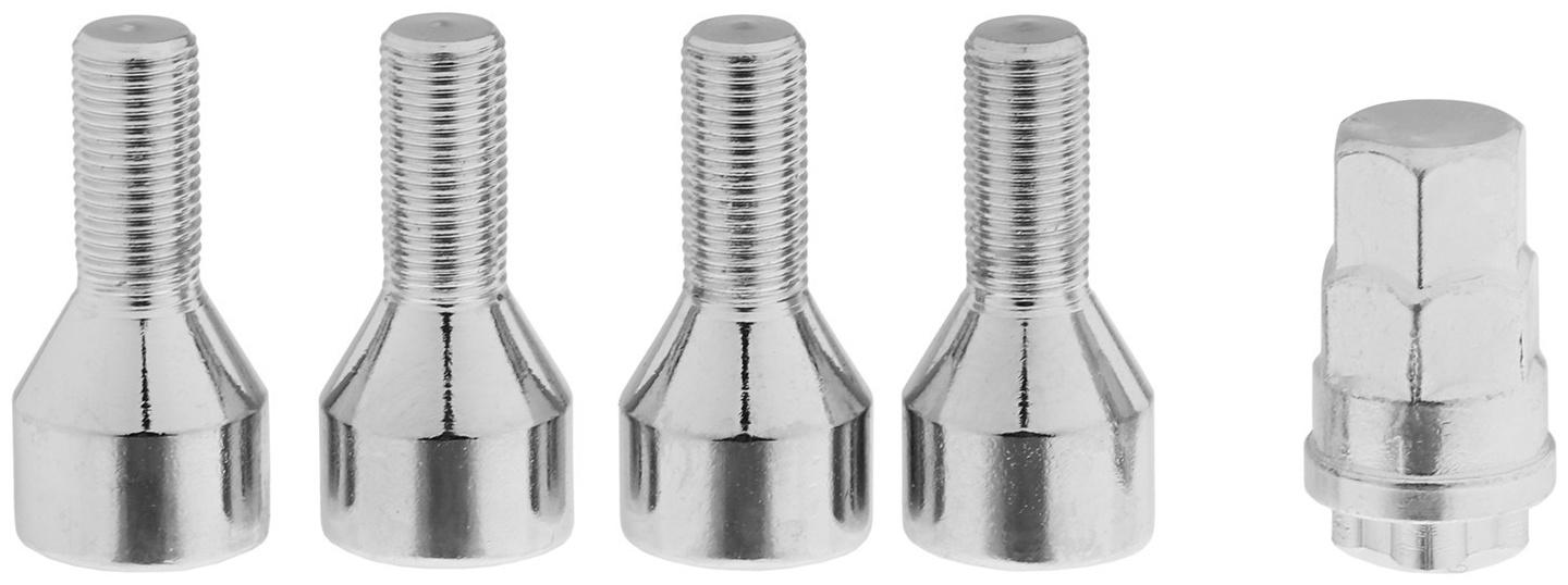 Болт секретный M12 x 1,25, длина 48/25 мм, конус, 4 шт + 1 ключ, CH, JN-613