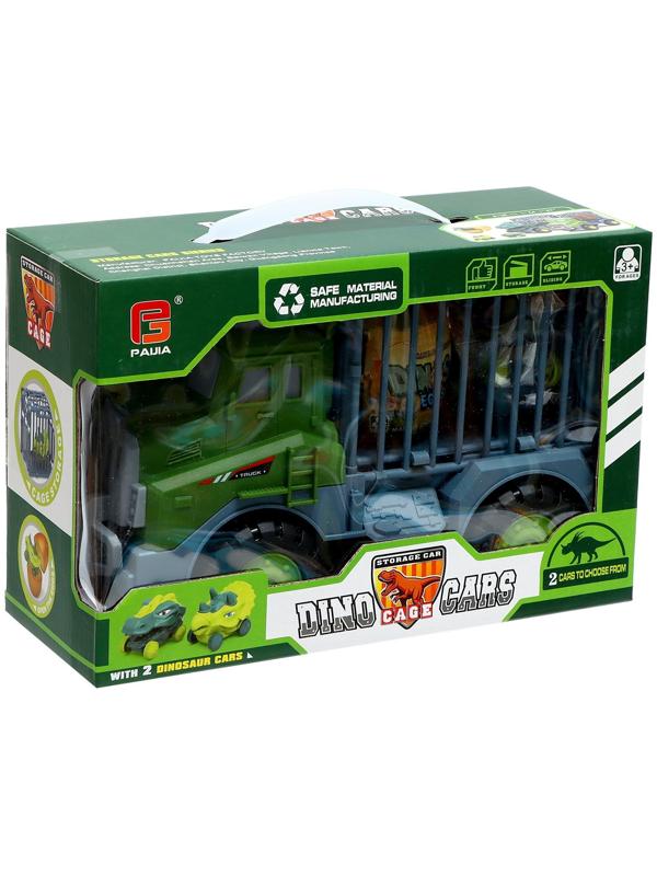 Грузовик-парковка «ДиноTruck», 2 машинки-динозавра в клетке