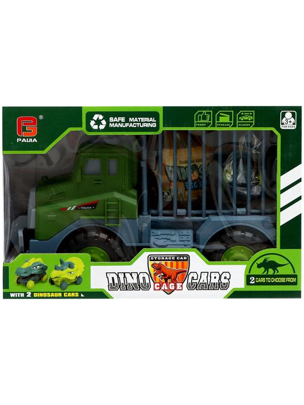 Грузовик-парковка «ДиноTruck», 2 машинки-динозавра в клетке