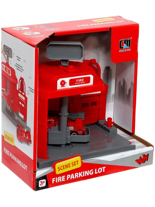 Парковка «Пожарная», с подъёмом, машинка опускается с кнопки, звонит колокол, МИКС