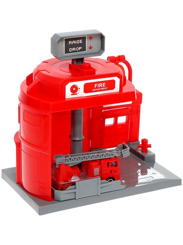 Парковка «Пожарная», с подъёмом, машинка опускается с кнопки, звонит колокол, МИКС