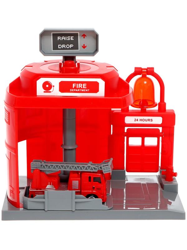 Парковка «Пожарная», с подъёмом, машинка опускается с кнопки, звонит колокол, МИКС