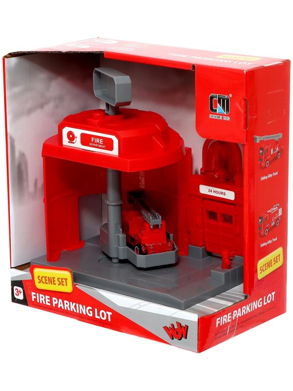 Парковка «Пожарная», с подъёмом, машинка опускается с кнопки, звонит колокол, МИКС