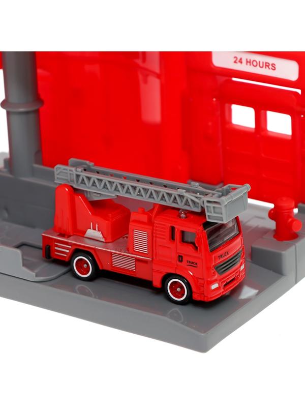 Парковка «Пожарная», с подъёмом, машинка опускается с кнопки, звонит колокол, МИКС