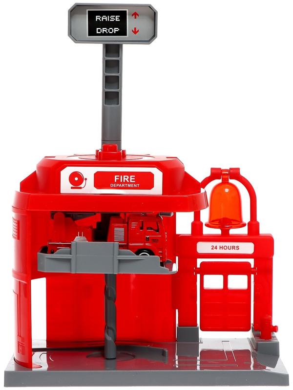 Парковка «Пожарная», с подъёмом, машинка опускается с кнопки, звонит колокол, МИКС