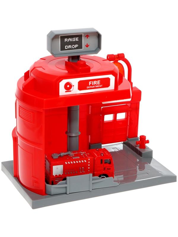 Парковка «Пожарная», с подъёмом, машинка опускается с кнопки, звонит колокол, МИКС