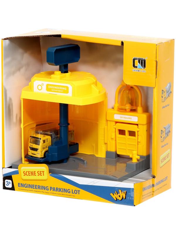 Парковка «Строительный лифт», с подъёмом, машинка опускается с кнопки, звонит колокол, МИКС