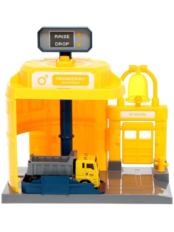 Парковка «Строительный лифт», с подъёмом, машинка опускается с кнопки, звонит колокол, МИКС