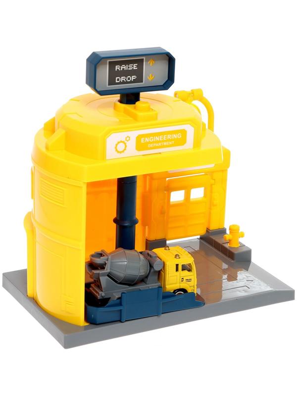 Парковка «Строительный лифт», с подъёмом, машинка опускается с кнопки, звонит колокол, МИКС