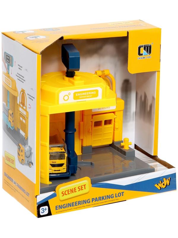 Парковка «Строительный лифт», с подъёмом, машинка опускается с кнопки, звонит колокол, МИКС