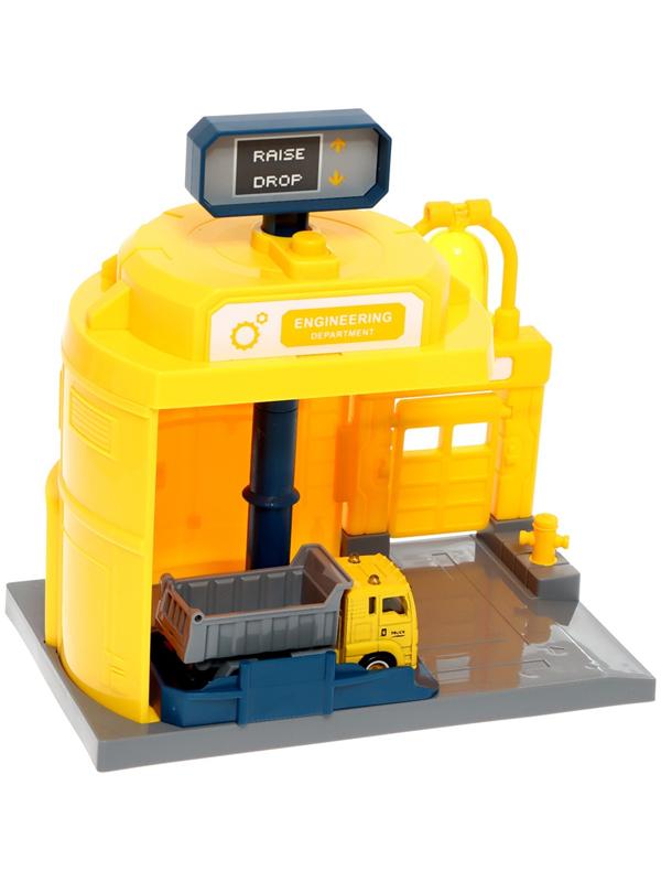 Парковка «Строительный лифт», с подъёмом, машинка опускается с кнопки, звонит колокол, МИКС