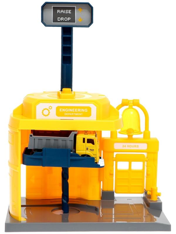 Парковка «Строительный лифт», с подъёмом, машинка опускается с кнопки, звонит колокол, МИКС