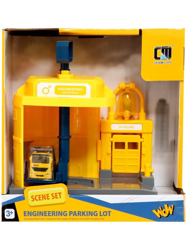 Парковка «Строительный лифт», с подъёмом, машинка опускается с кнопки, звонит колокол, МИКС