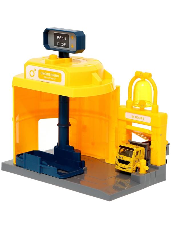 Парковка «Строительный лифт», с подъёмом, машинка опускается с кнопки, звонит колокол, МИКС