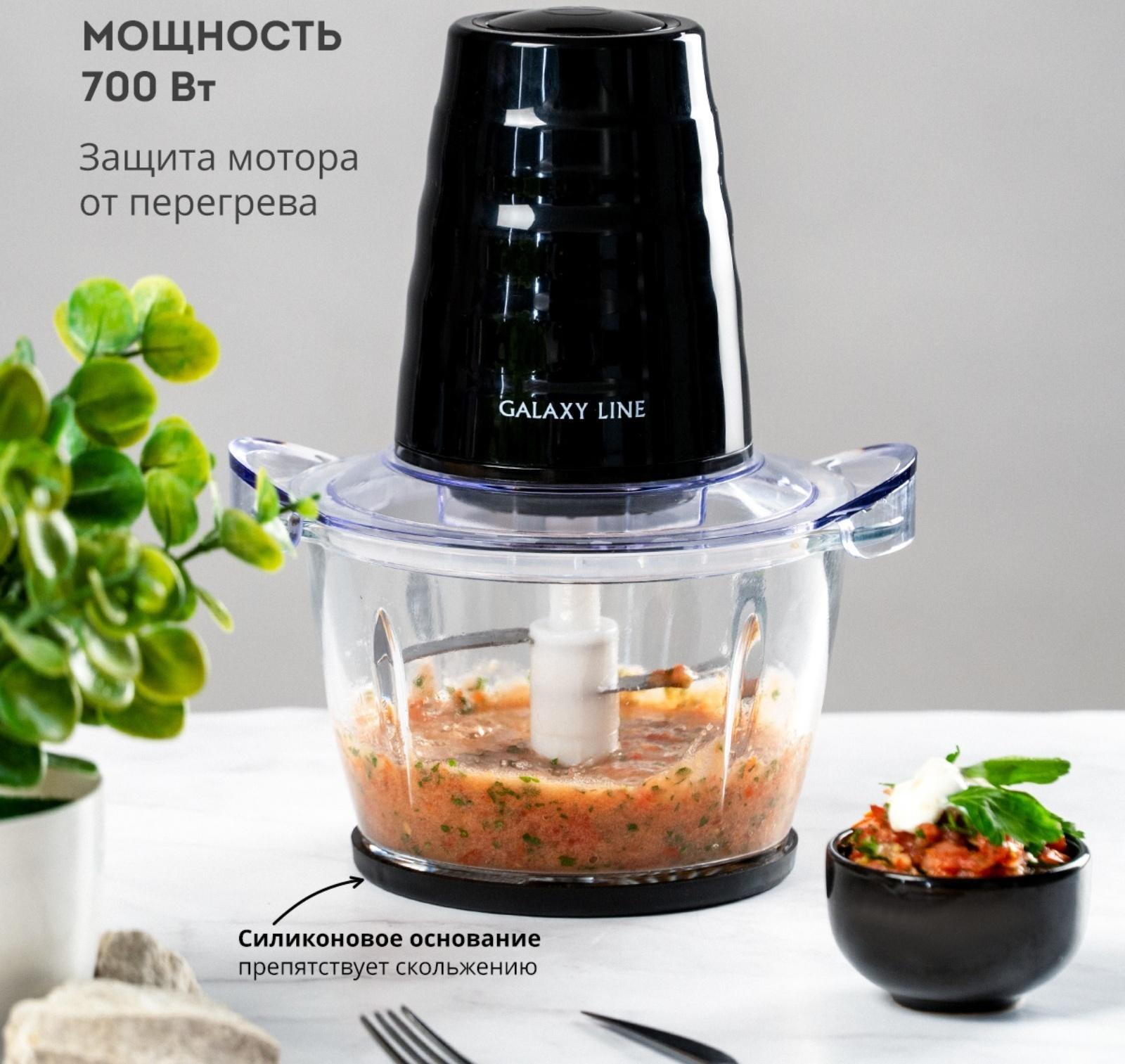 Измельчитель Galaxy GL 2364, стекло, 700 Вт, 1 л, чёрный