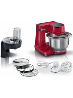 Кухонная машина Bosch MUM RED MUMS2ER01, 700 Вт, 3.8 л, 4 скорости, 3 насадки, красная